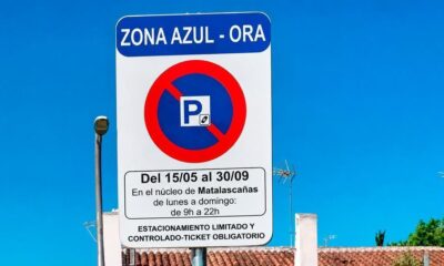 Señal de zona azul ORA en Matalascañas
